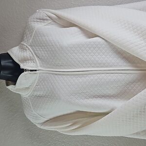Croft & Barrow | Women's Ivory Quilted Silver Zip Front Pockets Jacket Sz 2X